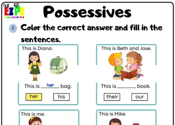 Possessives Look at the Images and Fill in the Answers Grammar Worksheet pdf